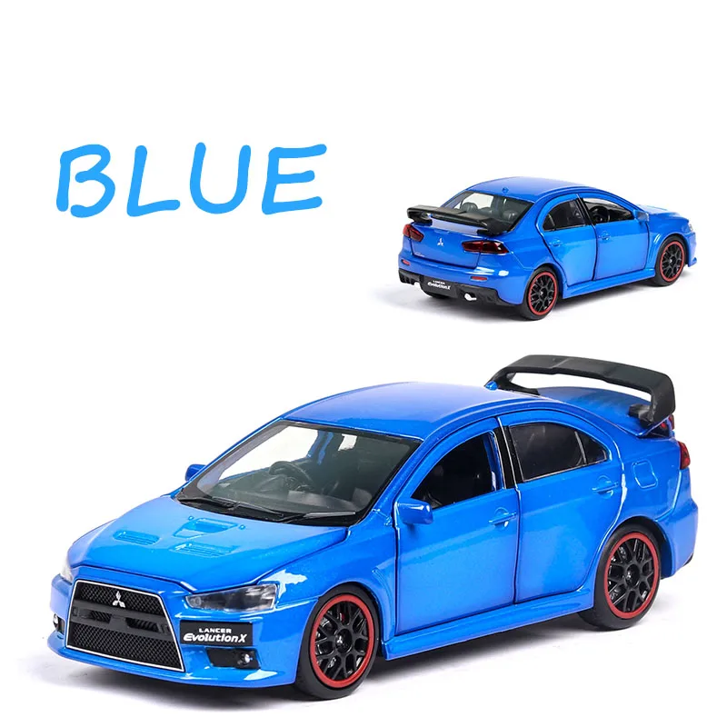 Литье под давлением 1:32 Lancer EVOlution X Коллекционная модель автомобиля из металлического сплава симуляторы машины игрушки для детей Подарки для детей - Цвет: Синий