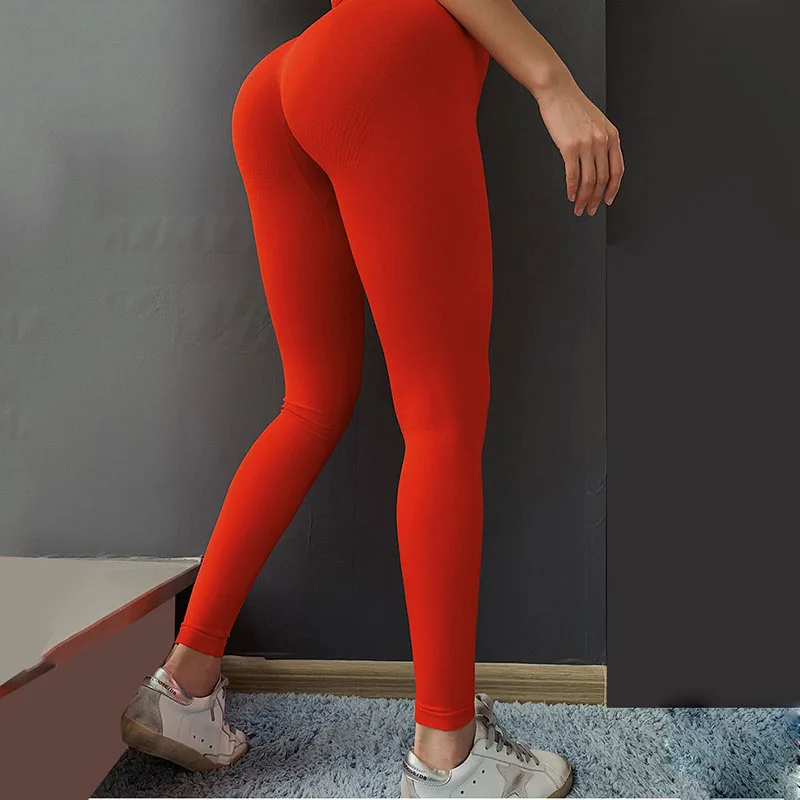 Женские Бесшовные Леггинсы с высокой талией Rooftrellen однотонные трикотажные