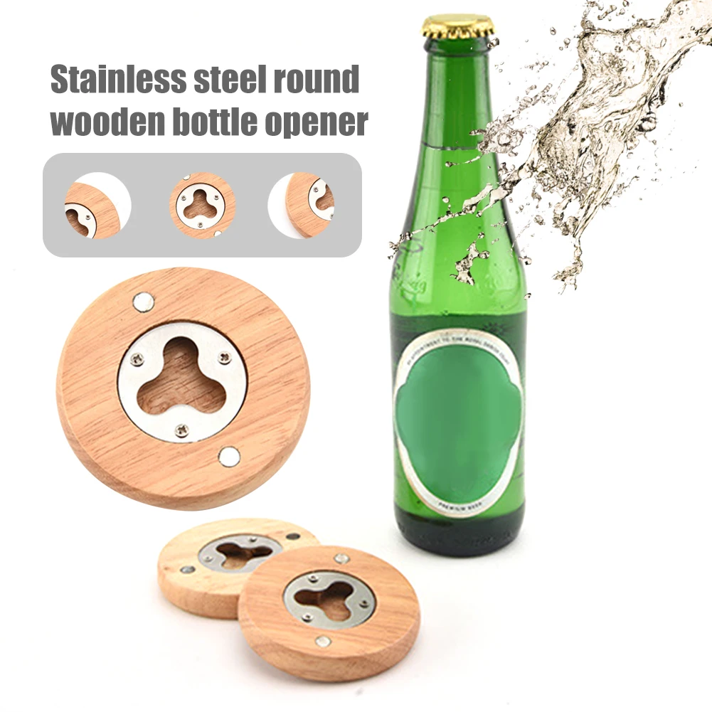 DIY деревянная бутылка круглой формы открывалка для бара ручной