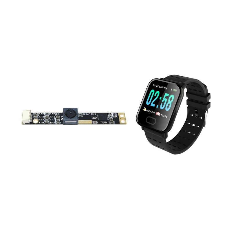 

1Pcs 5Mp Usb Camera Module 60 Degree Wide Angle & 1Pcs A6 Smart Band Heart Rate Monitor Fitness Tracker Smart Bracelet