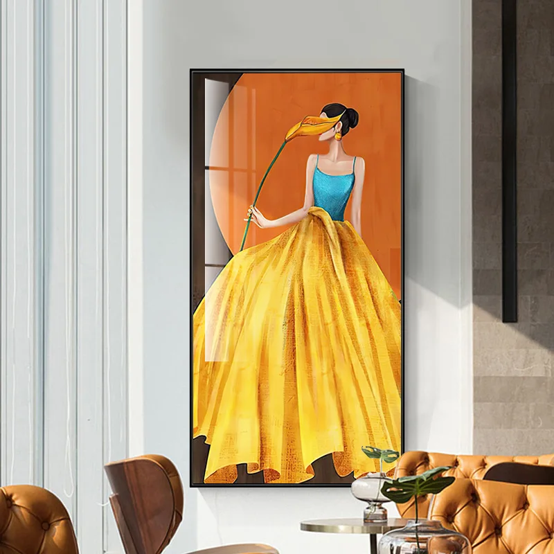 

Modern Light Luxury Woman Skirt Figure Painting Canvas Decorative Painting Poster Picture Album Photo Home Decor Wall Art Room