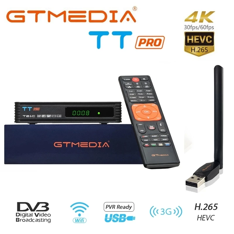 Цифровой ТВ ресивер GTMEDIA TT Pro DVB T2/T/кабель Wi Fi приставка 1080P поддержка MPEG 2/4 H.265