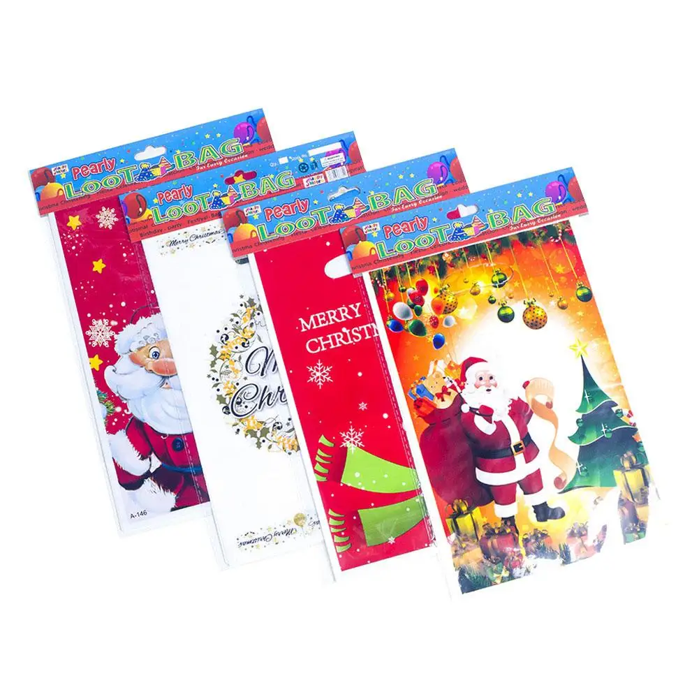 10 шт./компл. одноразовые рождественские сумки с ручками пластиковая конфетная