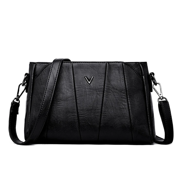 BLACK Новые женские сумки-мессенджеры Feminina Bolsa роскошные кожаные сумки женские сумки дизайнерские Sac основная Женская Повседневная сумка на плечо - Цвет: BLACK