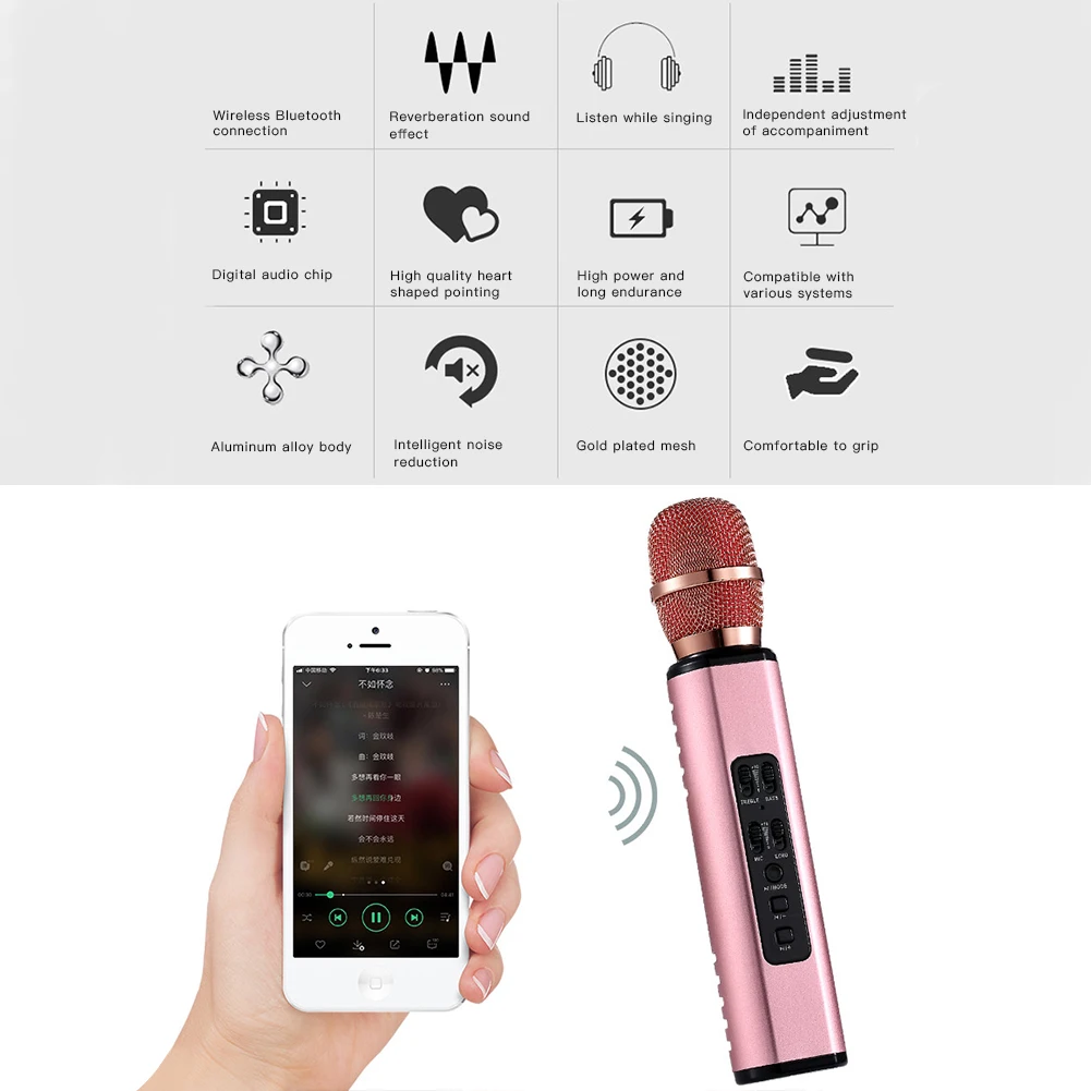 

Professional Portable Wireless Bluetooth Karaoke Microphone Dual Speaker With Dynamic Microphone For Music Lovers Singing Record