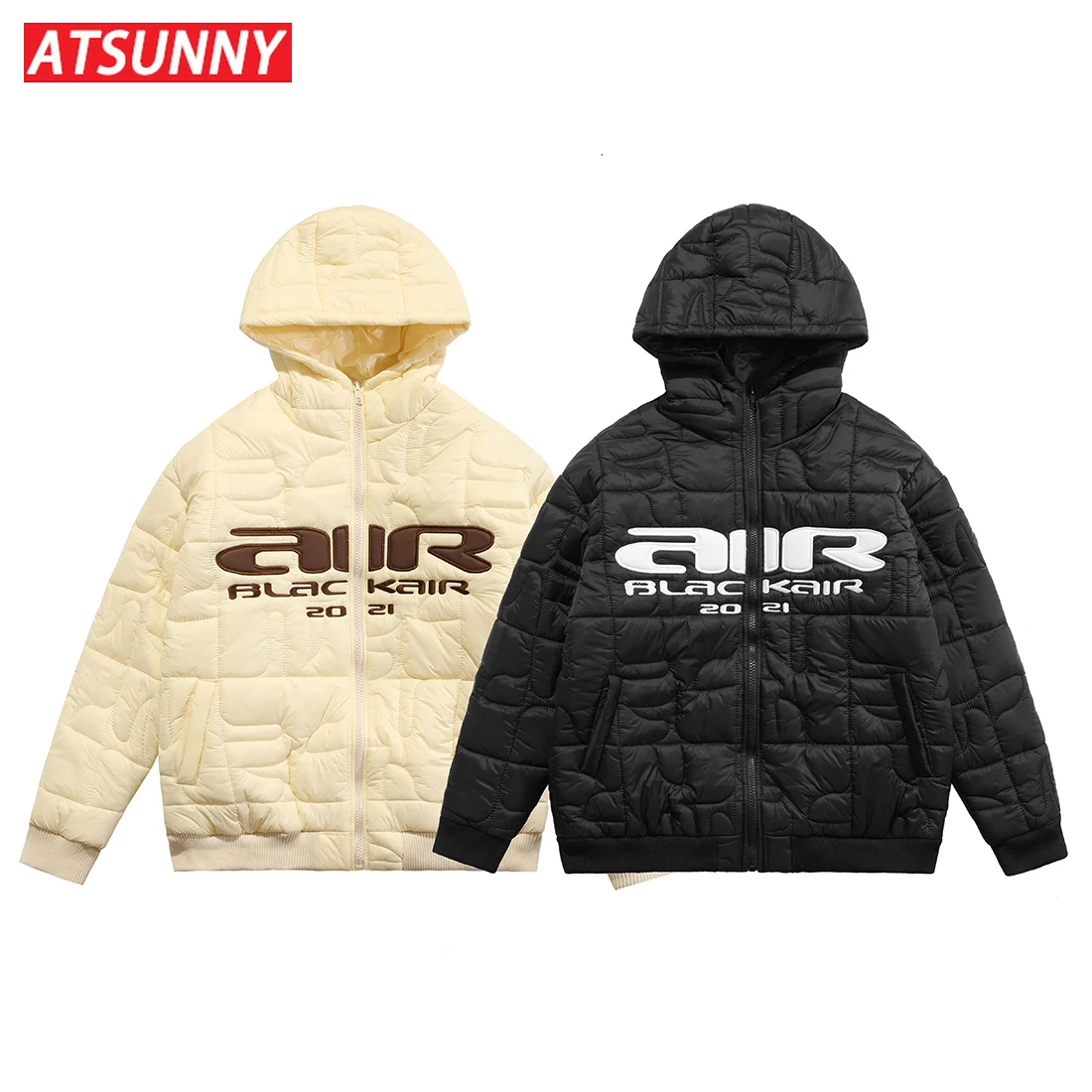 ATSUNNY Solid Color Thicken Parkas American Retro Street Liner Hooded Jacket Couple Thicken Autumn and Winter Coat Streetwear