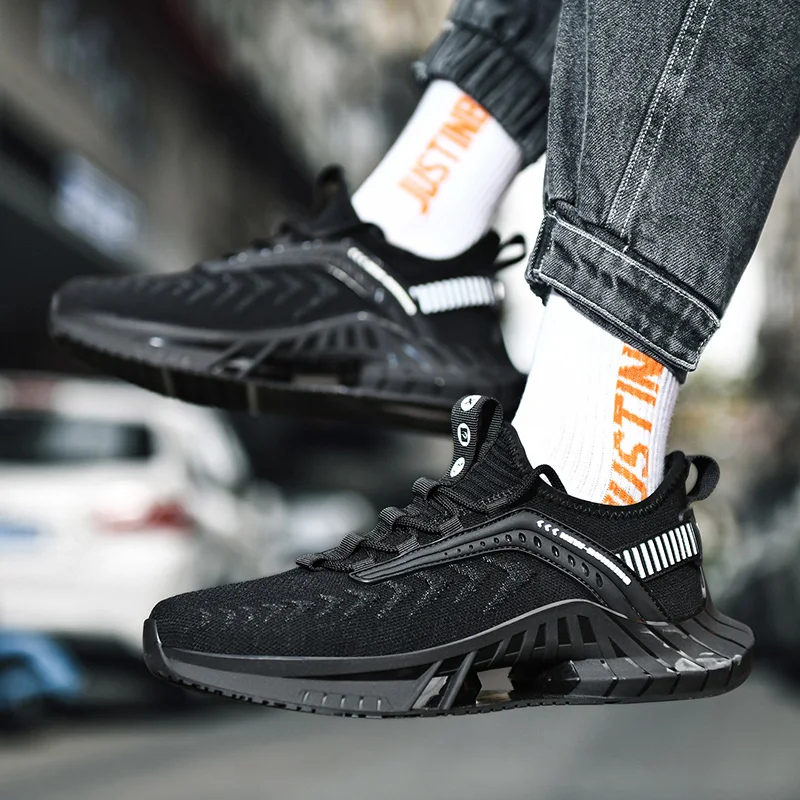 

Running Shoes Men Lightweight Flying Mesh Breathable Comfortable Sneakers Soft Bottom Shock Absorption Non-slip Walking Shoes