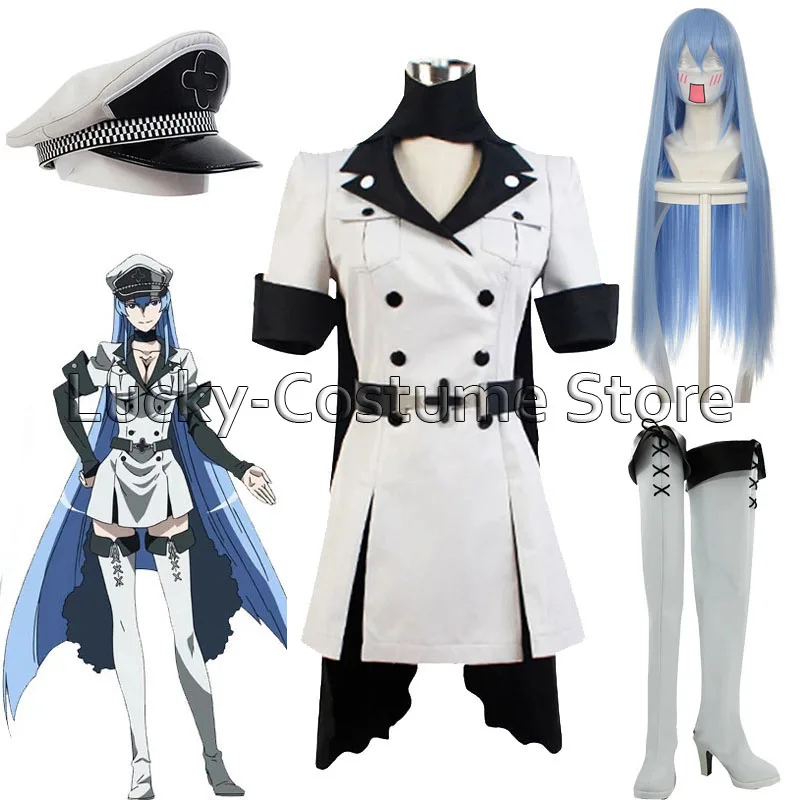

Japanese Anime Akame ga KILL Esdeath Empire General Apparel Full Set Uniform Outfit Cosplay Costume Halloween Costume Wig