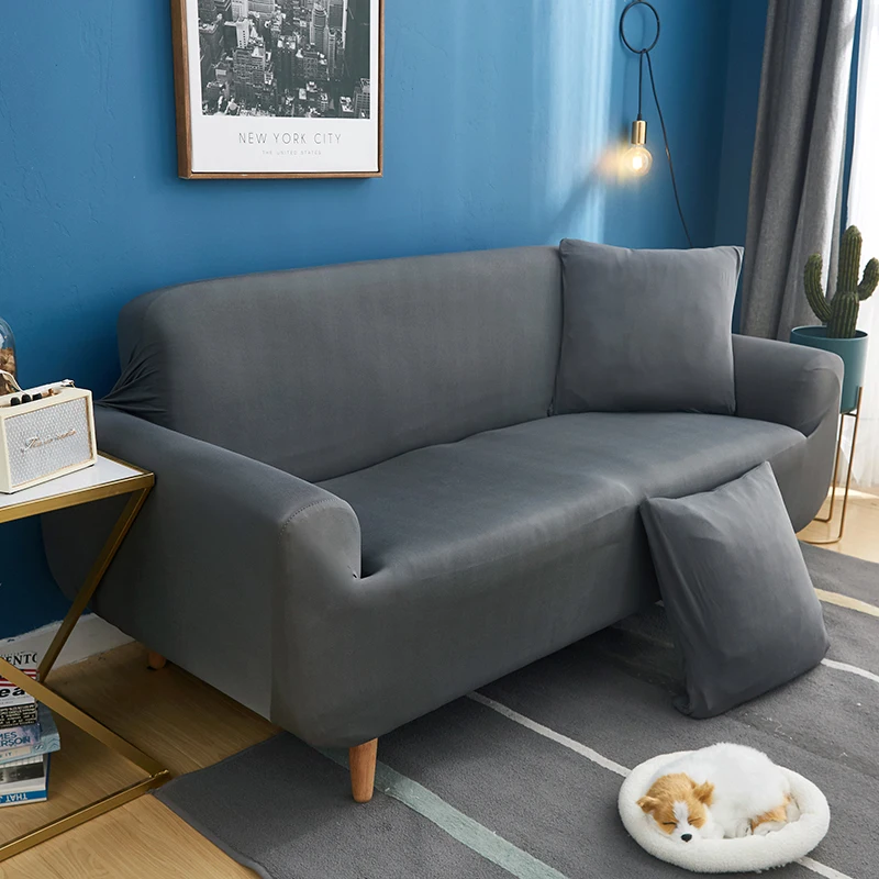 Ультра мягкий высокий стрейч диван диване мебель чехол скольжения сплошной цвет