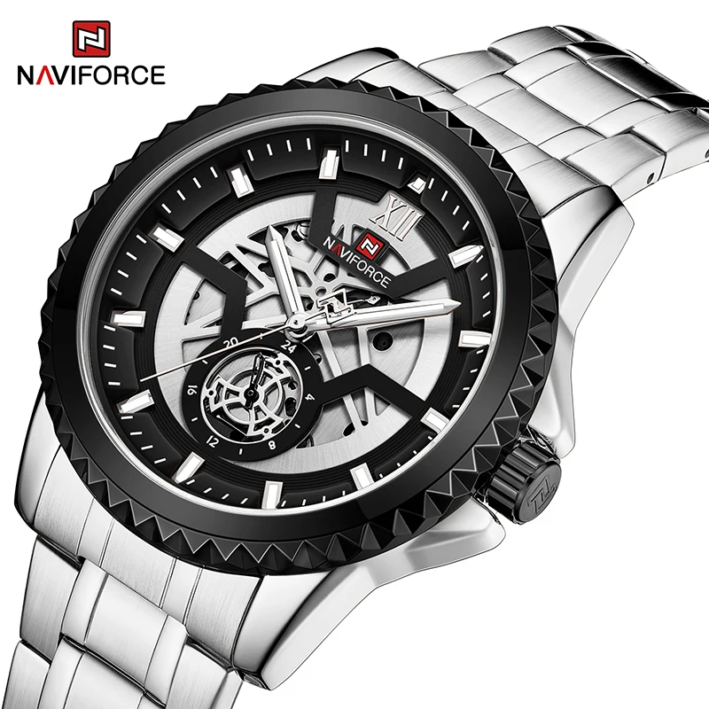 

Часы NAVIFORCE Мужские кварцевые, черные, водонепроницаемые