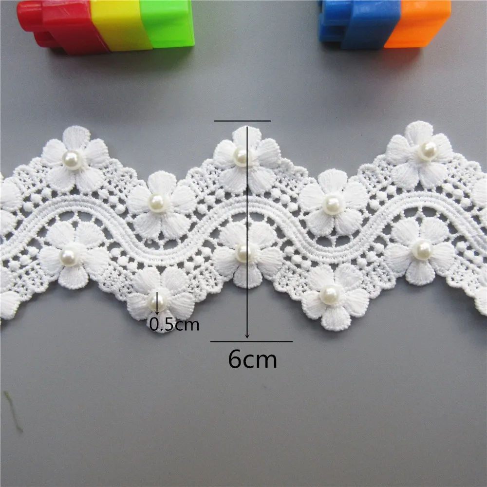 6 см перламутровая белая розовая хлопковая Цветочная кружевная отделка вышитая