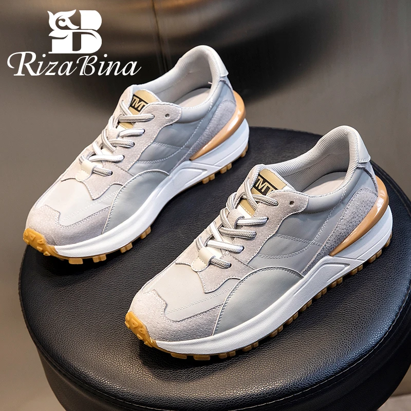 

RIZABINA Real Leather Women Sneakers Fashion Platform Spring Shoes Woman New Arrival Casual Daily Lady Heel Footwear Size 35-40