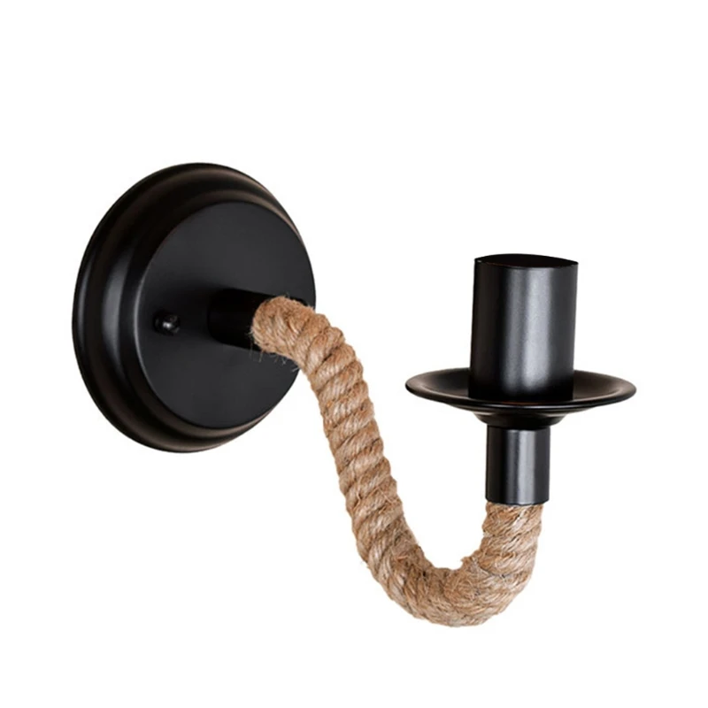 

American Pastoral Hemp Rope Wall Lamp Creative Vintage Loft Light Wall Sconce for Restaurant Decor Lamp(Without Bulb)