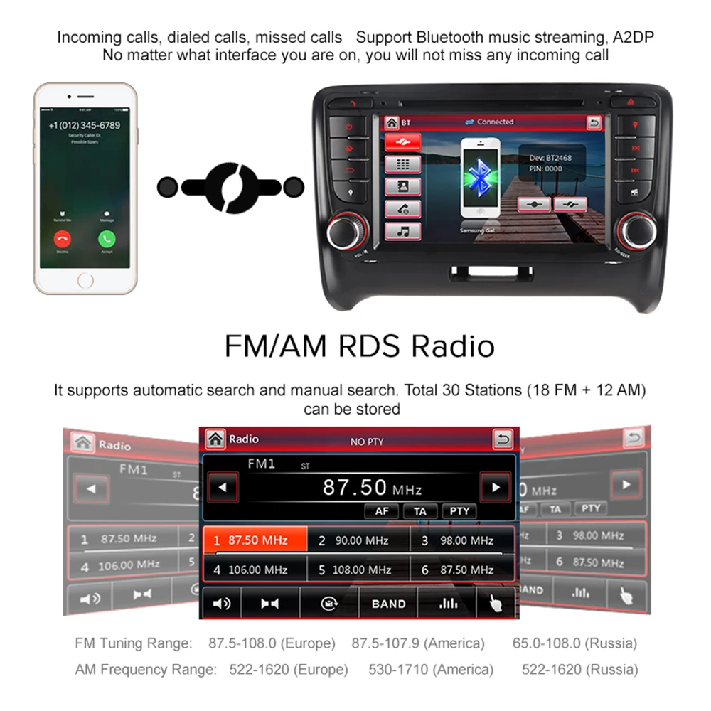 A-Sure 2 Din Авто Радио dvd-плеер gps Стерео навигация для Audi TT MK2 2006-2009 3g Bluetooth SWC RDS DAB + VMCD