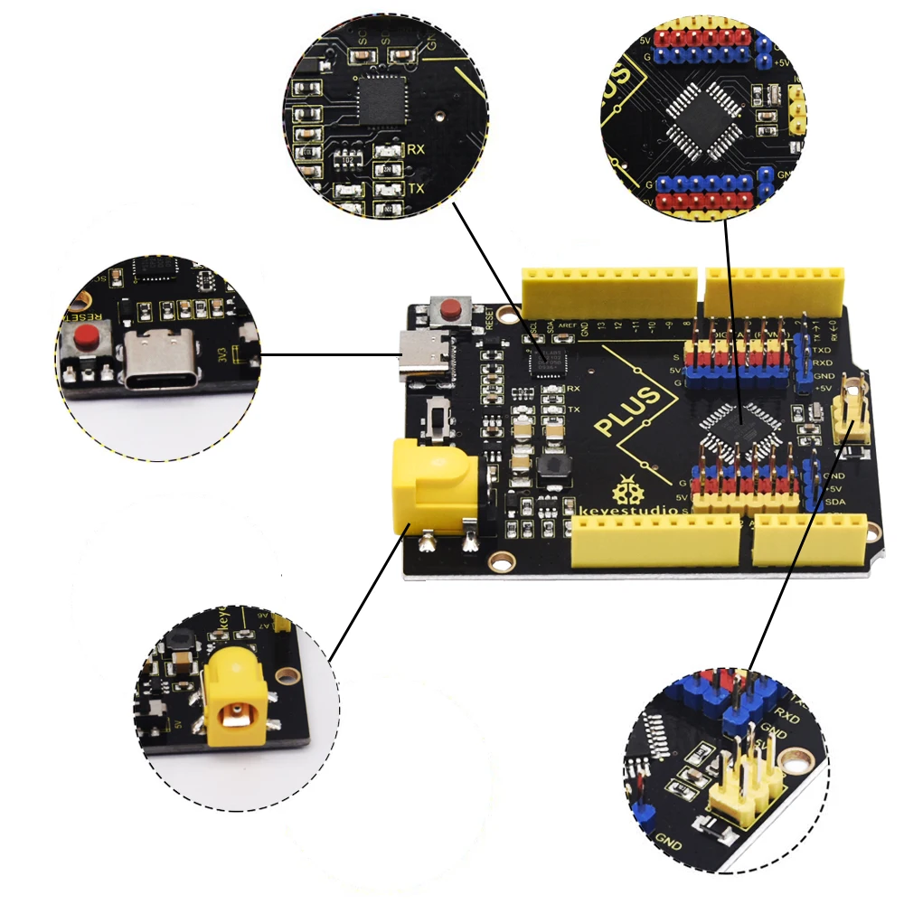 2020 Новинка! Макетная плата Keyestudio PLUS с интерфейсом Type C + USB кабелем совместимым Arduino