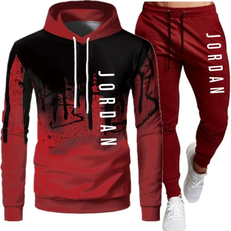 

2020 New Print Tracksuit Men Thermal Men Sportswear Sets Cotton Hoodie+Pants Sporting Suit Casual Sweatshirts Sport Suit