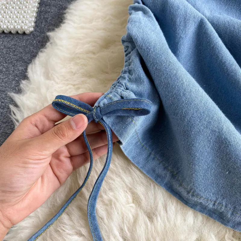 Винтажное джинсовое платье для женщин 2020 летнее модное короткое с рукавами