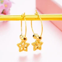 2021 korean fashion five pointed star big hoop stud earrings for women 24k gold color moon star earring wedding jewelry gifts