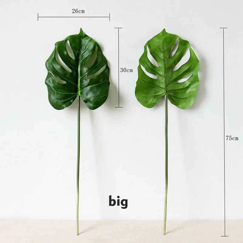 Пластиковые искусственные большие листья пальмы с покрытием монстеры на ощупь