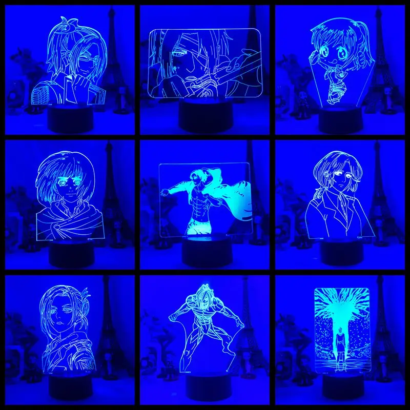 3D Night Light for Attack on Giant Ackerman Doll Ver Levi PVC Doll Rivaille Model Toy LED USB Light Wings of Liberty Shingeki No