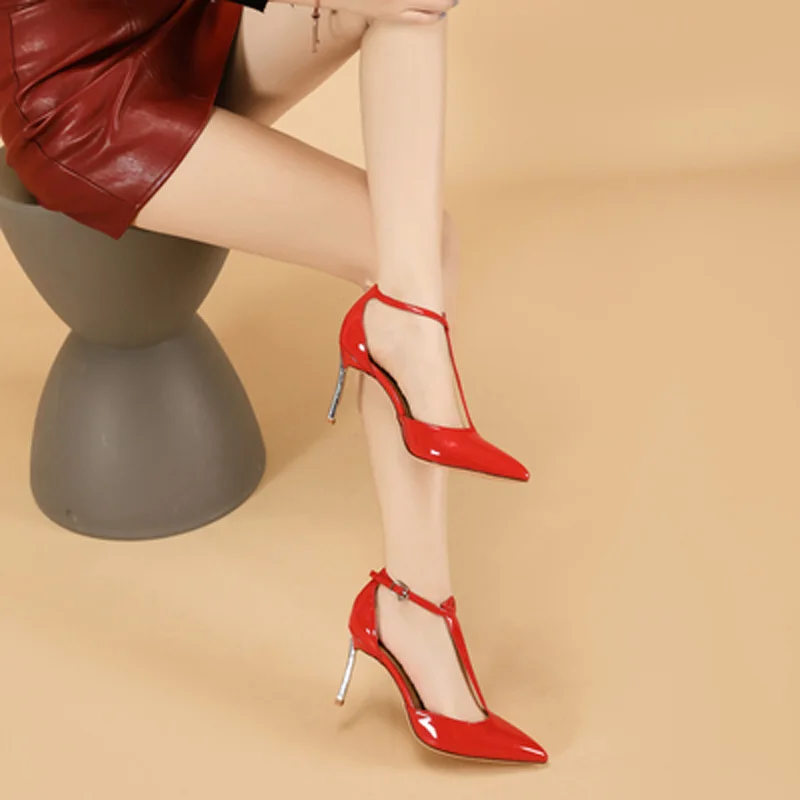 Женские туфли-лодочки из натуральной кожи на высоком каблуке 6 см 8 10