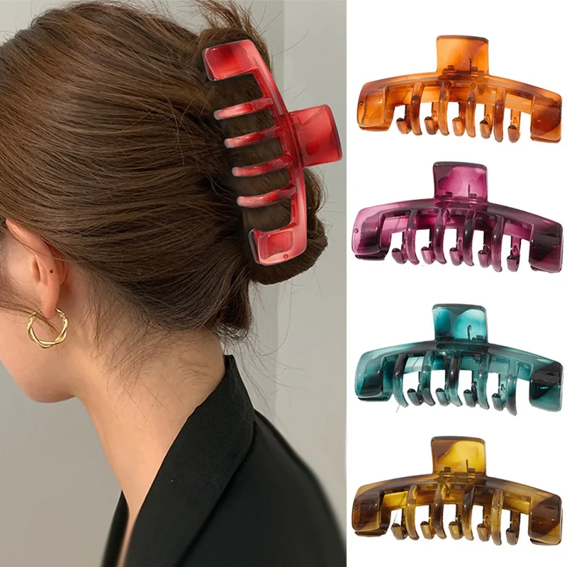 Vintage Transparent Big Hair Claw For Women Fashion Crab Clip Girls Accessories Elegant Plastic Hairpins Headwear Gift| |