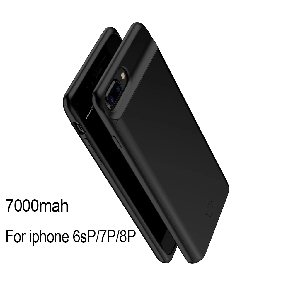 7000mah Силиконовый чехол для аккумулятора для iPhone 6 6s 7 8 Plus чехол Внешнее зарядное устройство чехол max 5000-7200 мА/ч, несколько цветов Мощность банка - Цвет: 7000mah