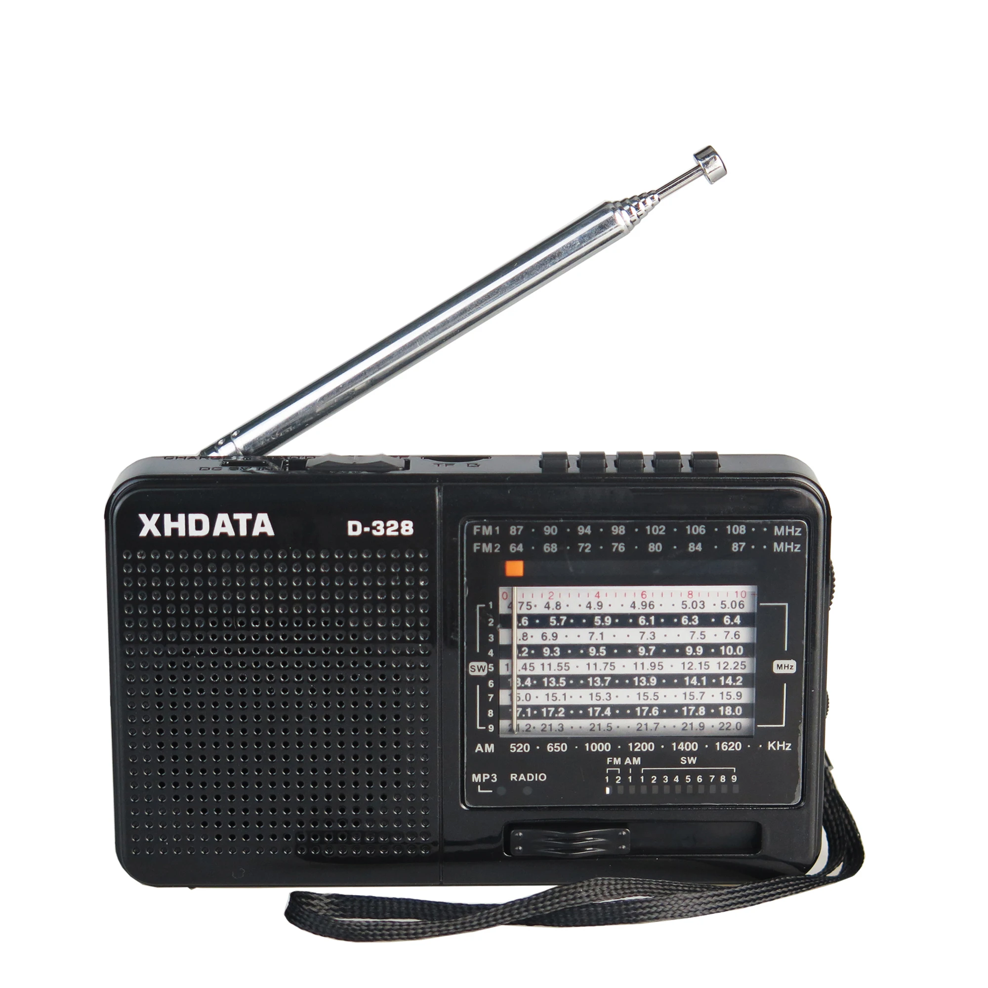 Bandas com Dsp Leitor de Música e Slot para Cartão Receptor de Rádio Xhdata Preto Rádio Portátil am fm sw 12 – Mp3 tf Usb Mini D-328