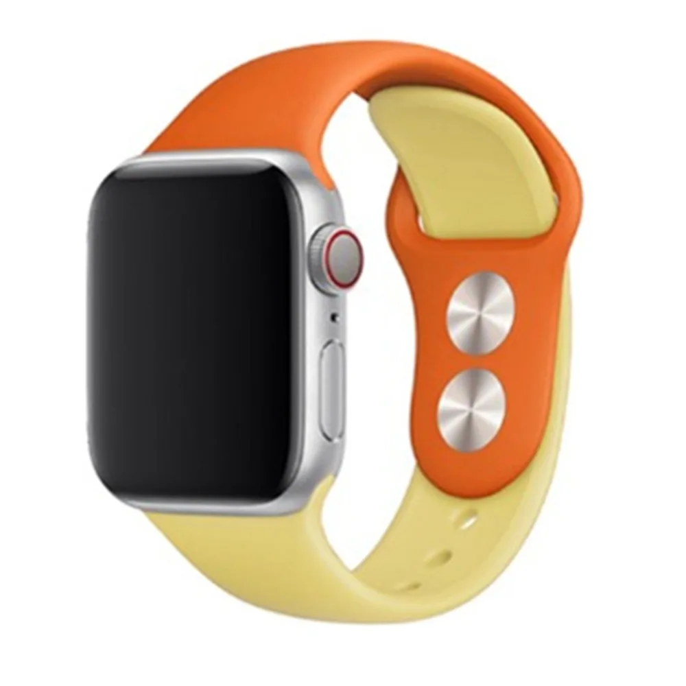 Цветной мягкий силиконовый ремешок для Apple Watch Series 5/4/3/2/1 двухцветный 38 40 мм iWatch