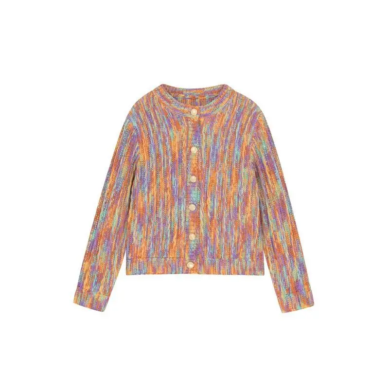 

Rainbow cardigan sweater women's 2021Spring and autumn new coat short