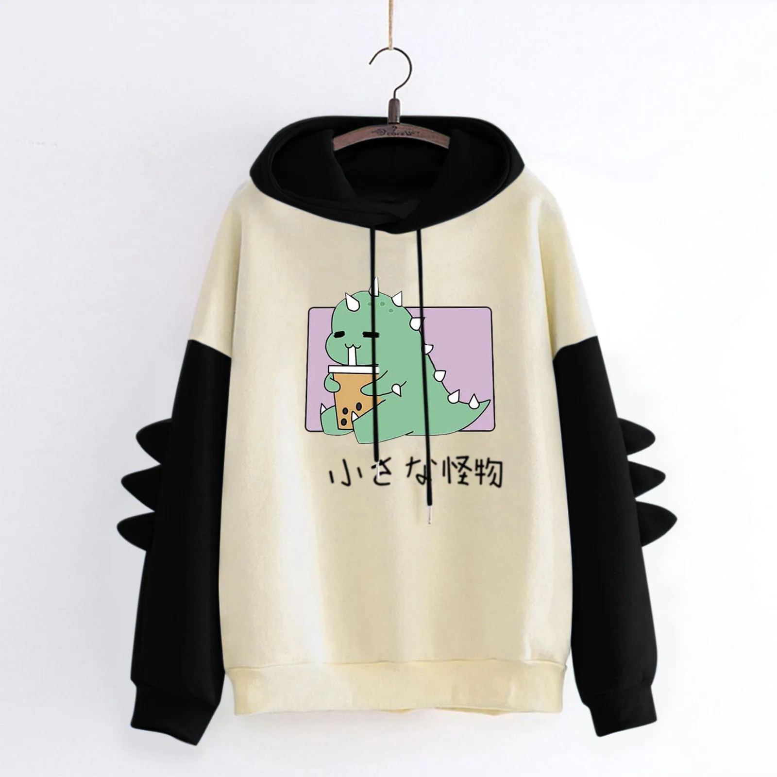 

Fashion Women's sweatshirt Casual Long Sleeve Splice Cartoon Dinosaur Print Hoodie Sweatshirt Tops sudaderas de mujer E3