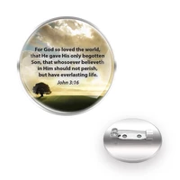 bible verse for god so loved the world brooches decoration collar pin glass convex dome jewelry gift