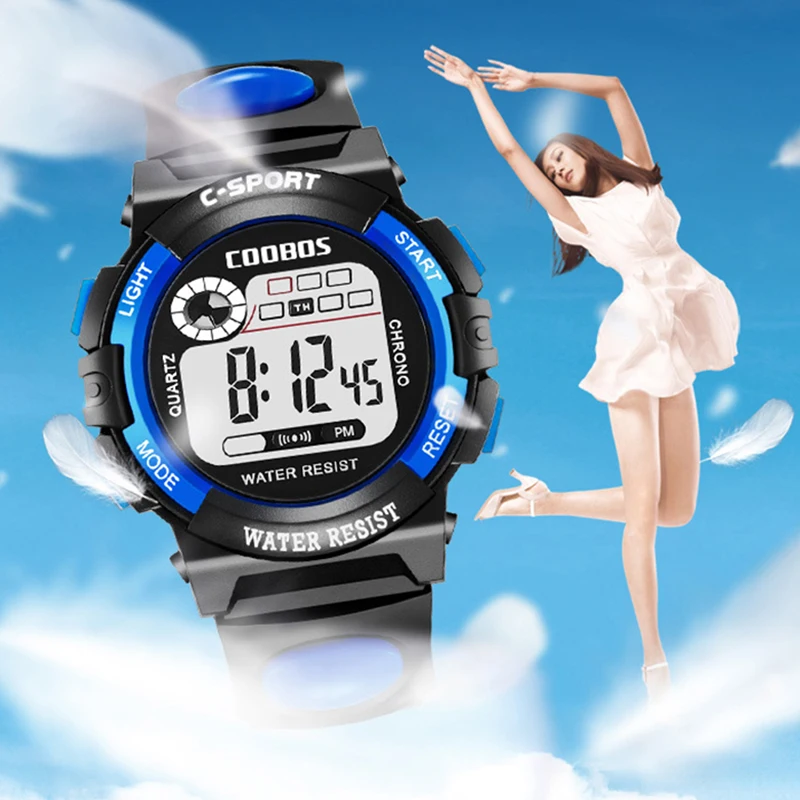 Детские часы для детей спортивные светодиодные цифровые водонепроницаемые
