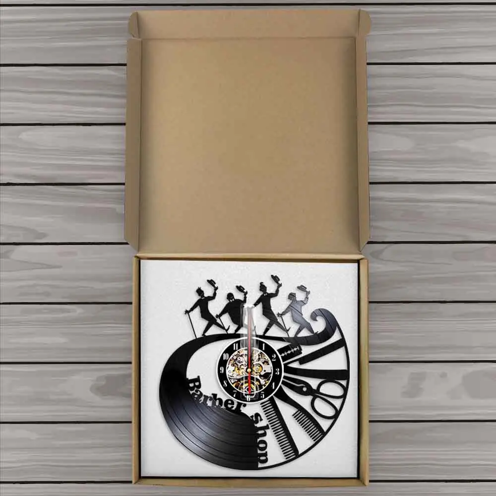 Настенные часы с виниловой пластиной для парикмахерской 3d-часы настенный