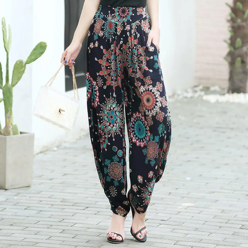 Брюки женские клетчатые с высокой талией элегантные свободные штаны в Корейском