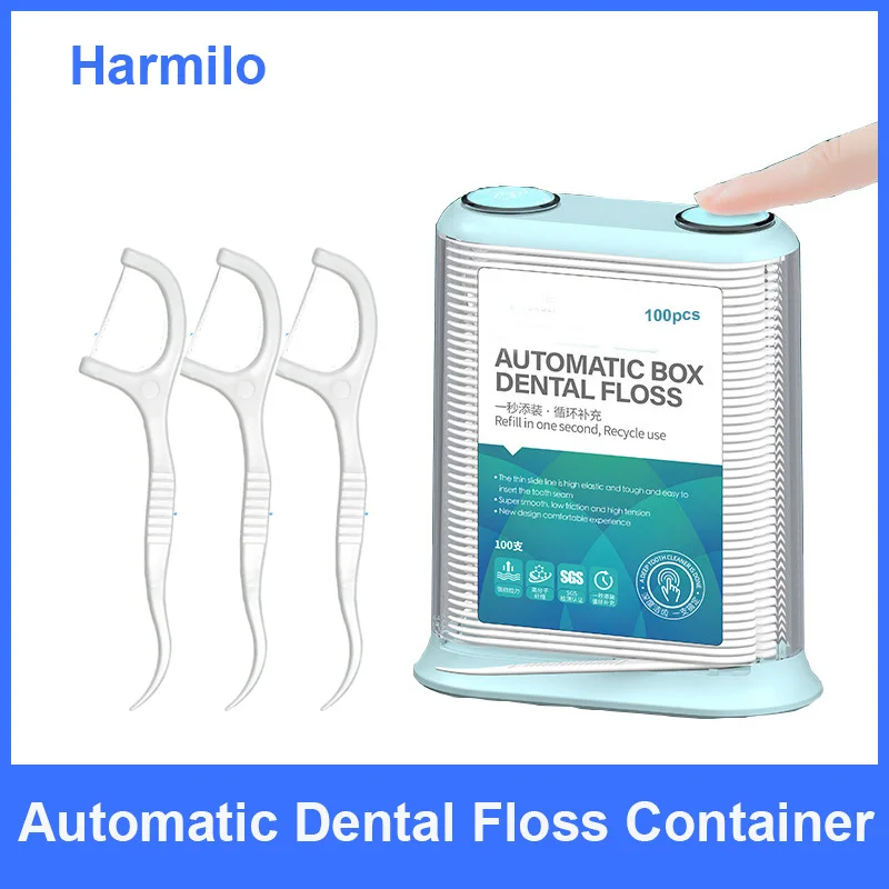 

Automatic Toothpick Holder Container Dental Floss With Box Hotel Home Teeth Sticks Portable Polyethylene Dental Flosser Holder