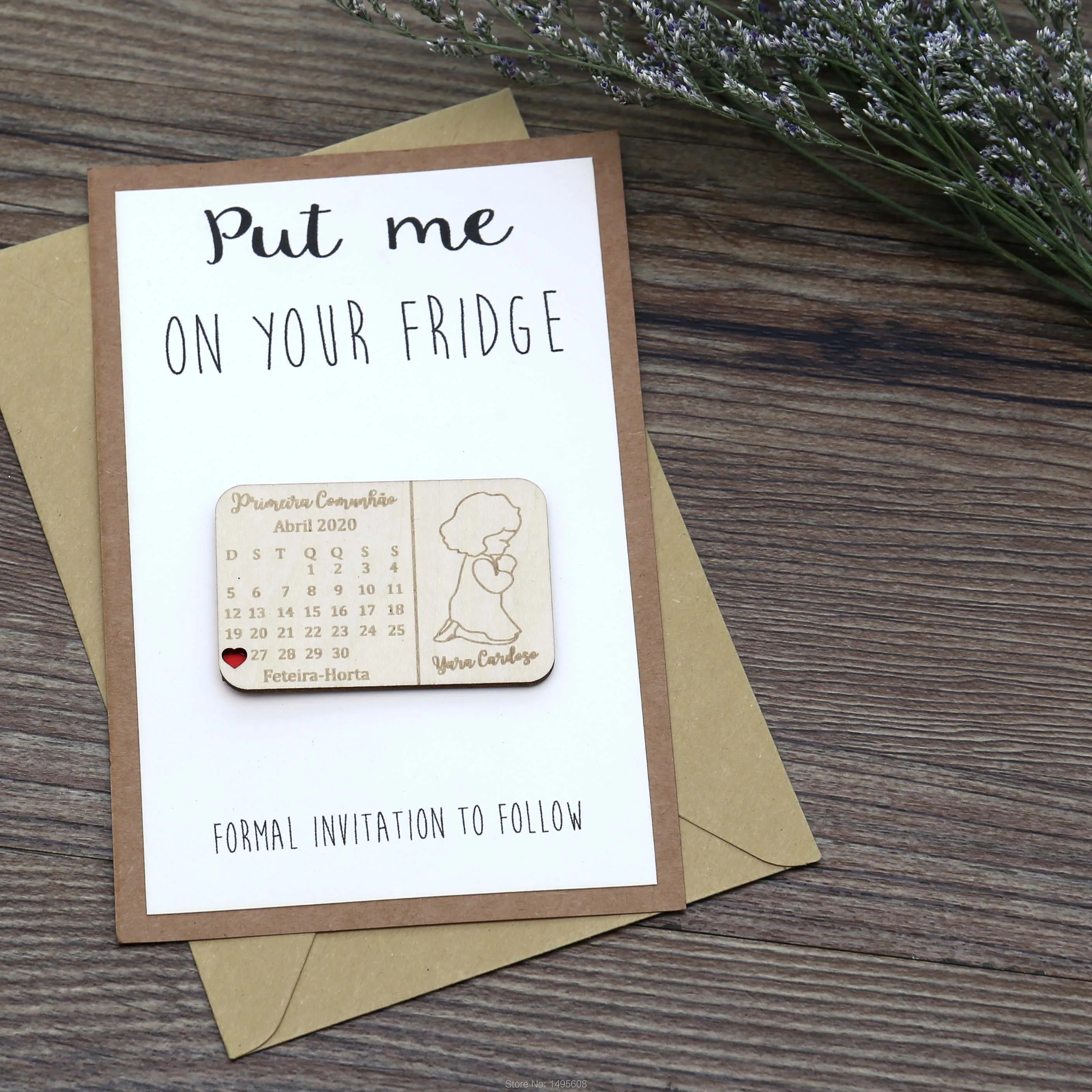 Персонализированные деревянные магниты для первого причастия уникальная