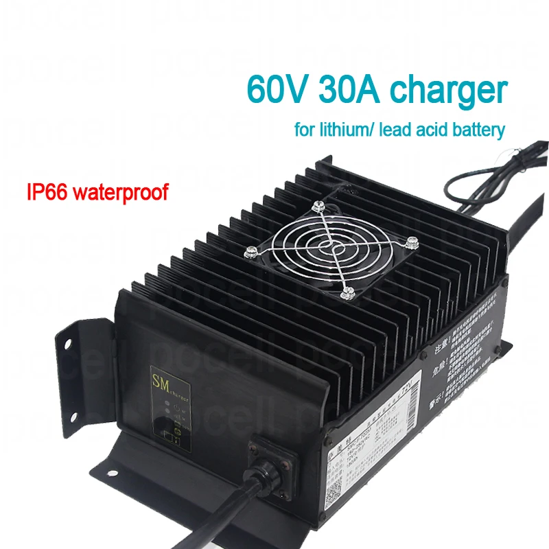 

Waterproof 60V 30A 67.2V 30A Charger 73V 20S 71.4v Smart Charger for 60V LIthium ionbattery Lifepo4 LTO lead acid battery
