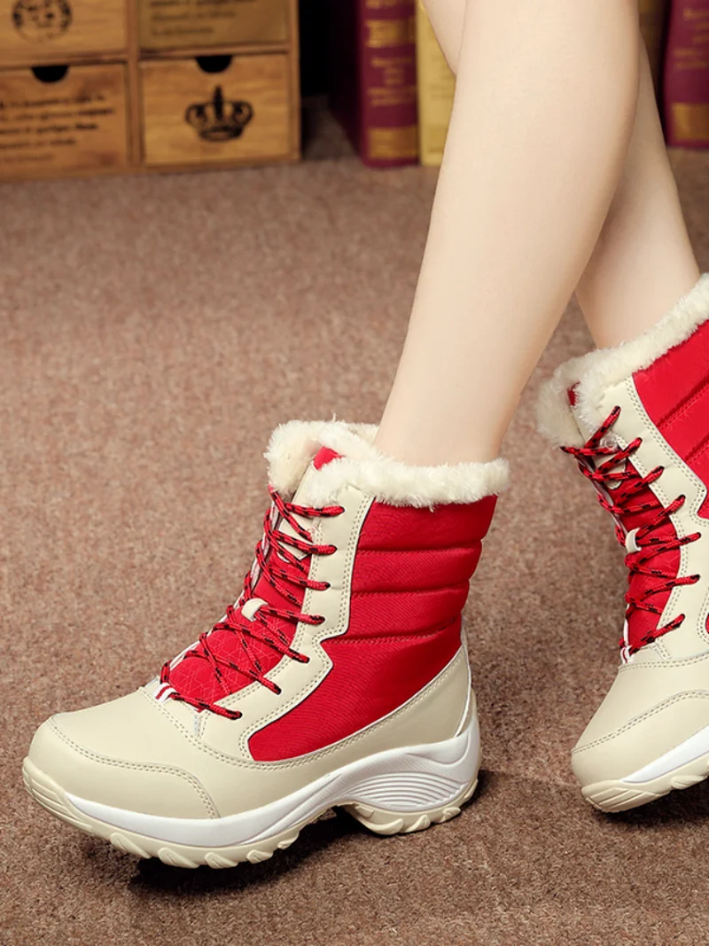 

Women Boots Winter Shoes Women Snow Boots Women Plus Size Hot Platform Boots Winter Female Warm Botas Mujer 2021 White Booties