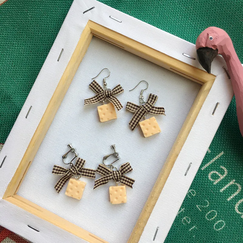 Оптовая продажа Новые серьги бабочки забавные в виде продуктов питания для