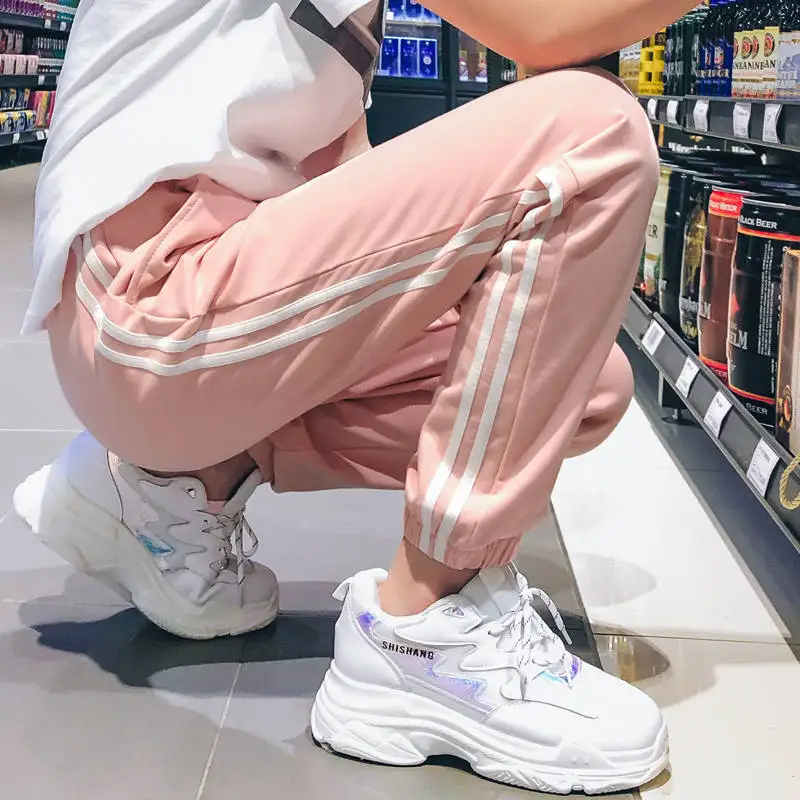 

Women's joggers Autumn Streetwear 2021 Fashion Sweatpants Women Casual Trousers Black Striped Hip Hop Sports Pants Loose simplee