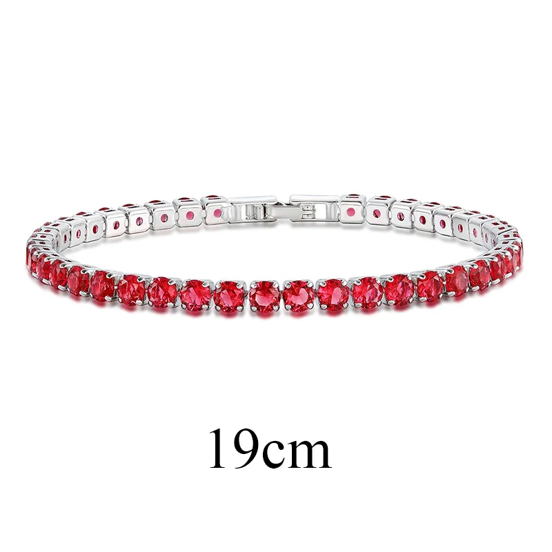 Ruby 19cm UMODE модные очаровательные теннисные браслеты для женщин и мужчин, красочные циркониевые ювелирные изделия, браслеты с цепочкой, подарки, Pulseira Feminina AUB0097 - Окраска металла: Ruby 19cm