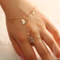 gold star butterfly slave bracelet hand accessories for women fashion connected finger bracelet on hand female ring boho jewelry