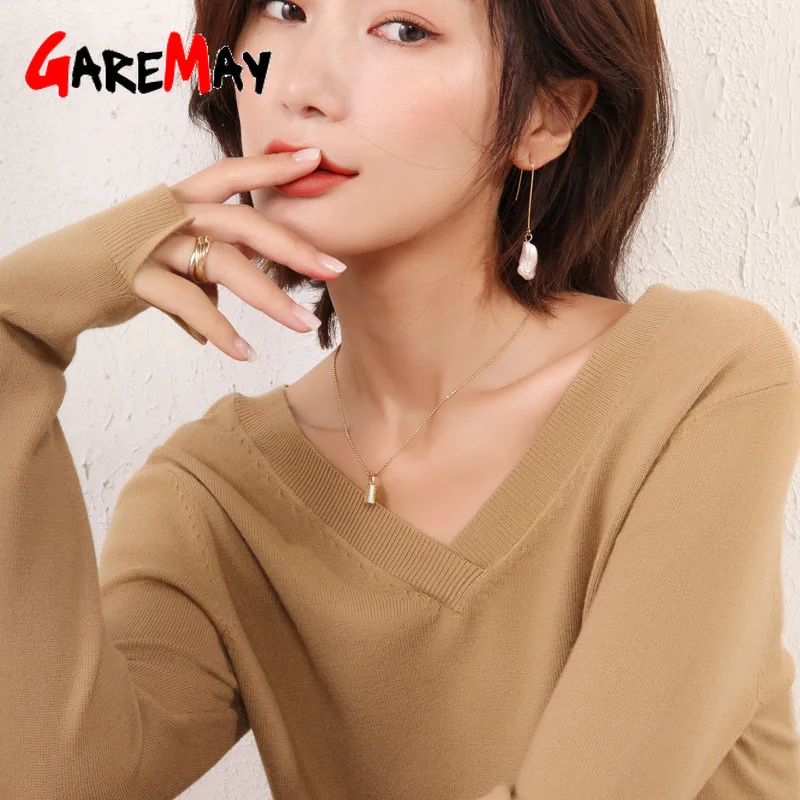 Осенне-зимний женский пуловер вязаный эластичный Повседневный джемпер с
