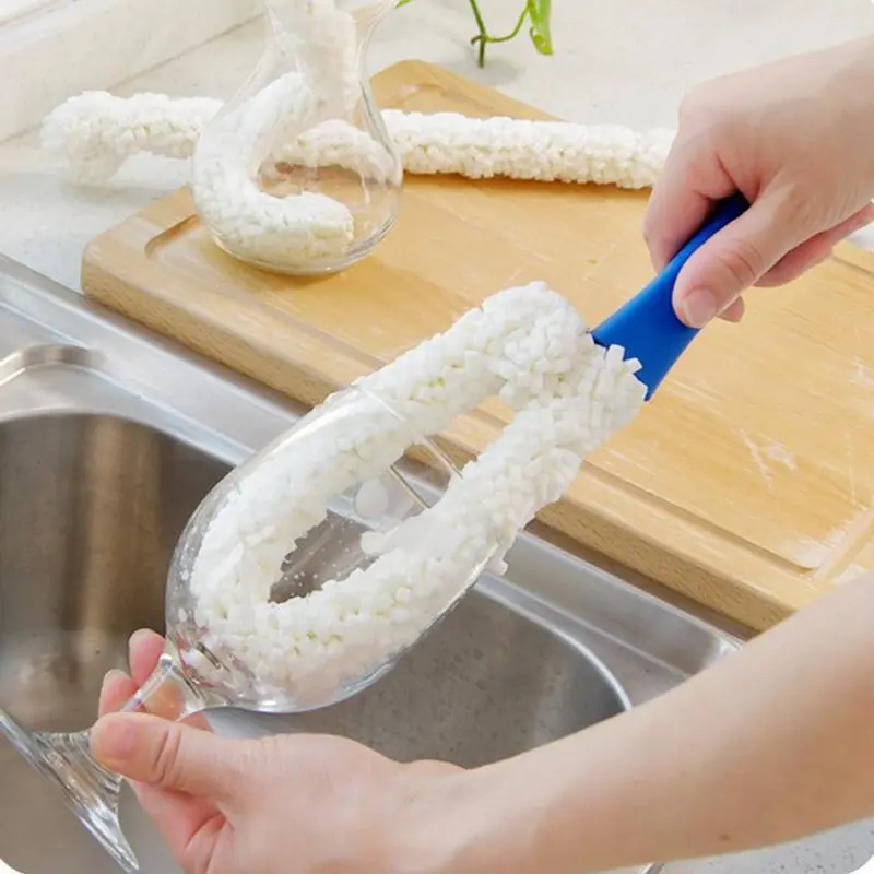 

Long Handle Bottle Tea Wine Cup Sponge Brush Flexible Soft Wineglass Bottles Clean Brushes Durable Bar Kitchen Cleaning Tool