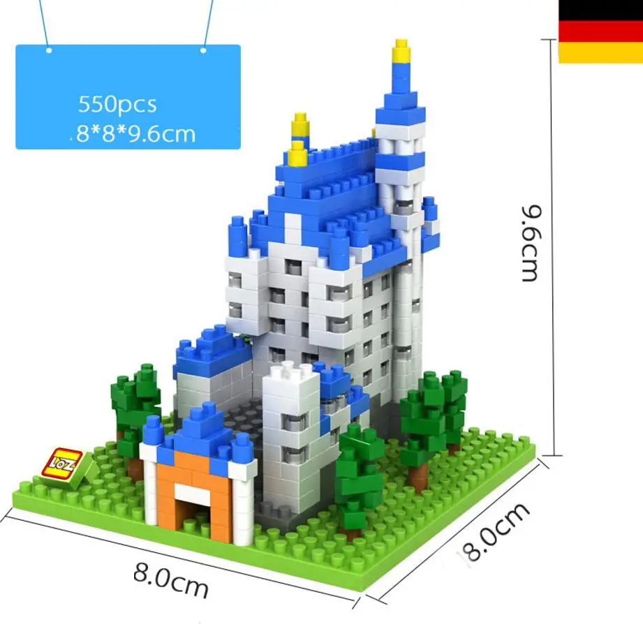 

world famous architecture building bricks Germany New Swan Stone Castle micro diamond block model nanobricks educational toys