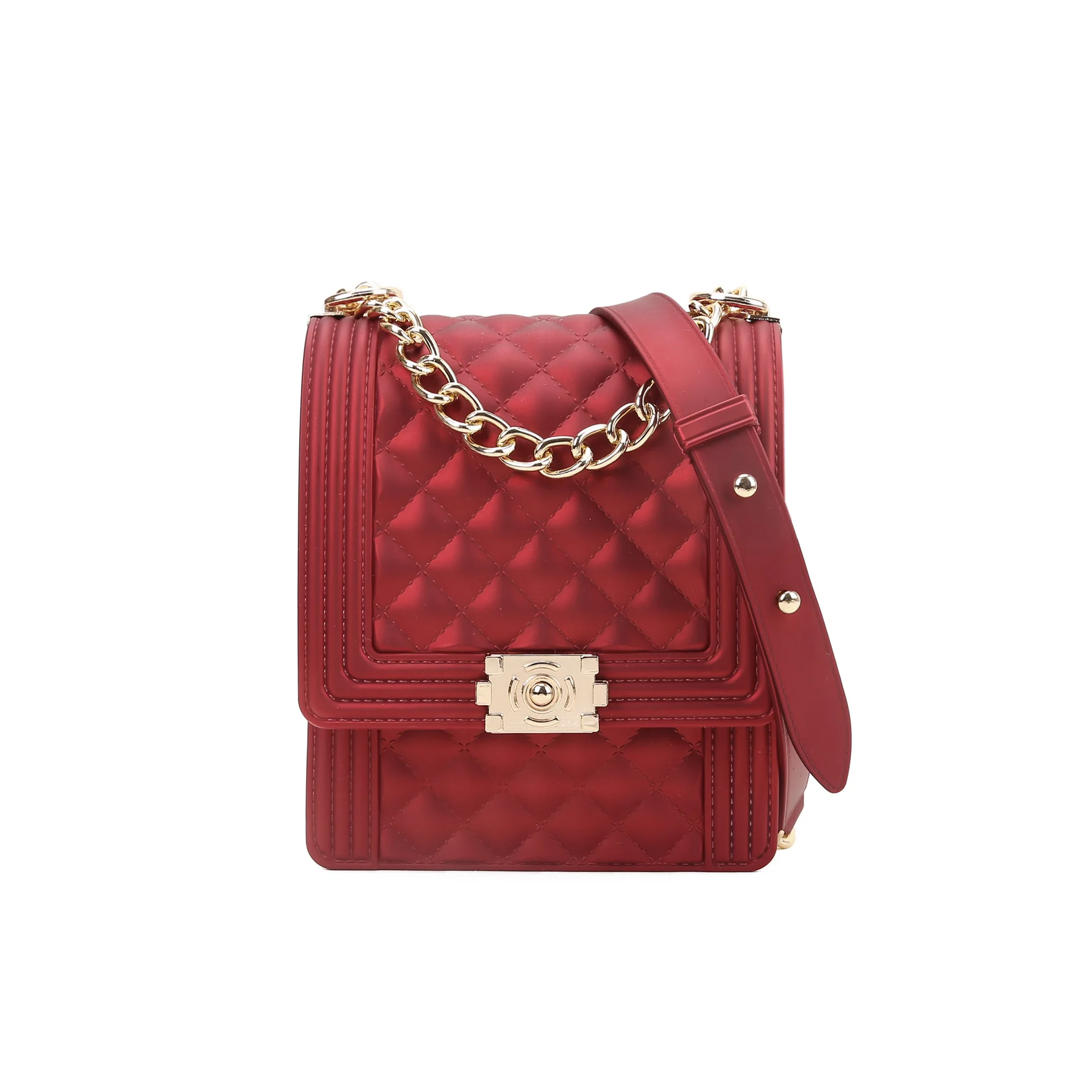 

2020 New Women's Rainbow Jelly Candy Bag Diagonal Chain PVC Jelly Bag Designer Females Plaid Flap Summer Nice Mobile Phone Bag