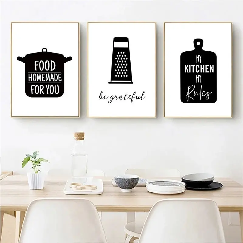 

Kitchenware Wall Art Canvas Painting Posters and Prints Black White Wall Pictures Home Decor for Kitchen Room Cuadros Unframed