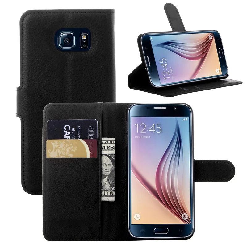 

Wallet Flip Leather Case for Samsung Galaxy S6 Edge G925 G9250 G925A G925F G925FQ phone Leather back Cover case with Stand Etui