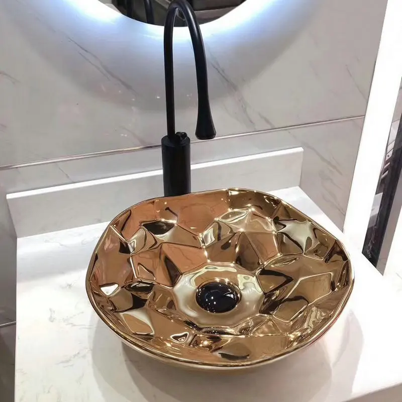 Современный стильный розовый Золотой Серебряный столешница круглая чаша